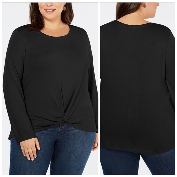 Style & Co. Sweaters - Style & Co Black Twist Front Top Plus Size 1X